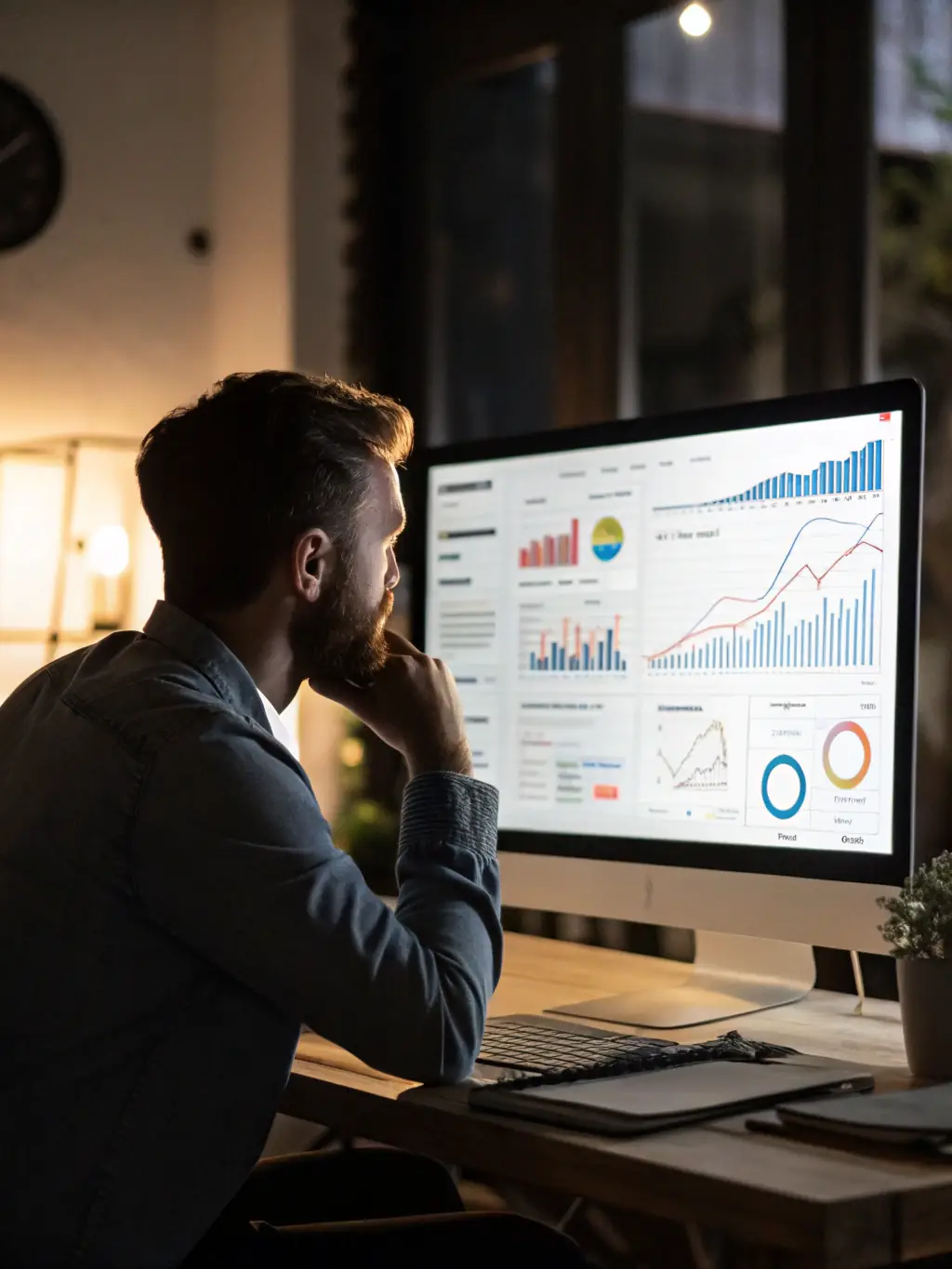 An image showing a person successfully running a Facebook ad campaign, with positive metrics displayed on a dashboard, representing the effectiveness of MUAVIA24H's resources.